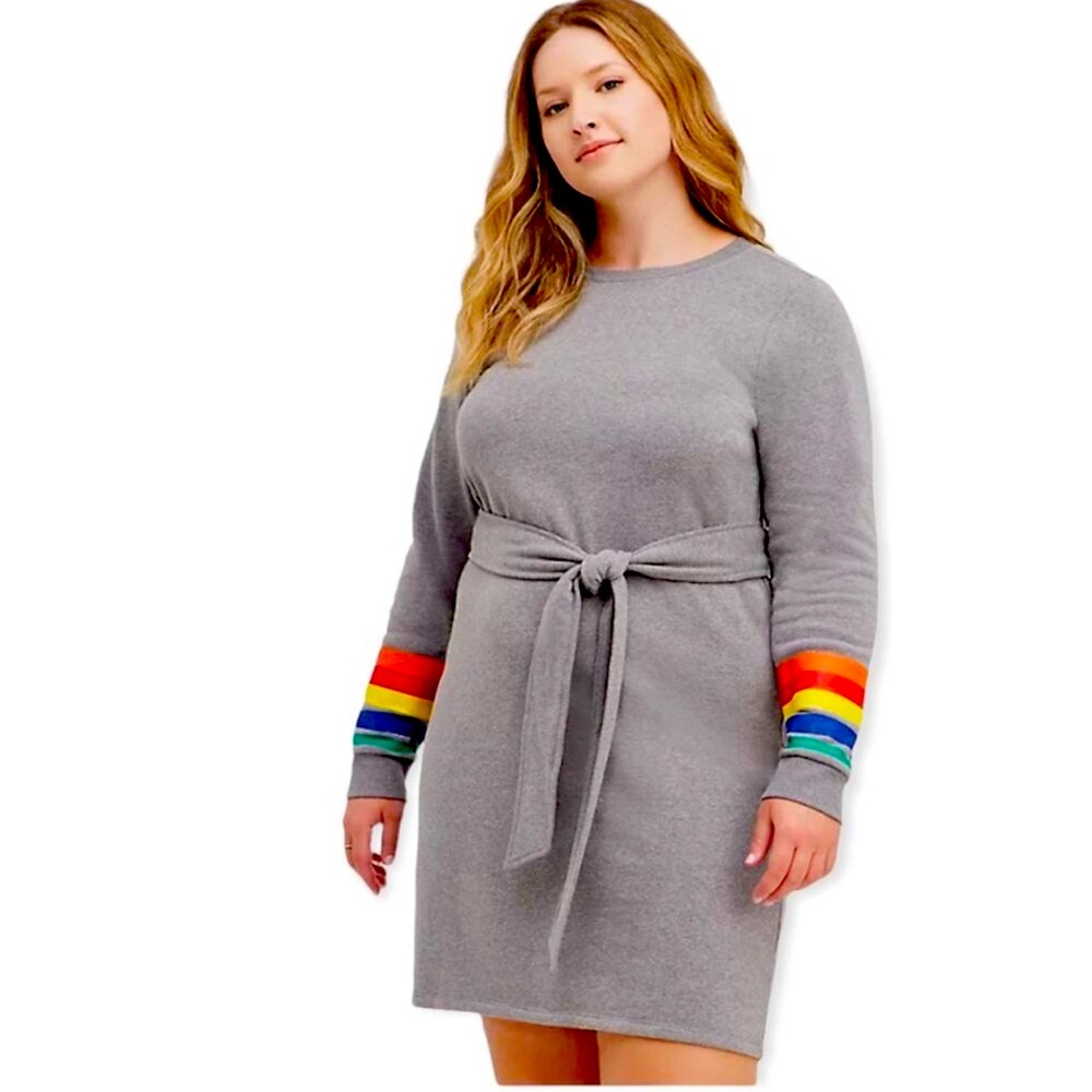 Torrid Rainbow Cuff Fleece Dress